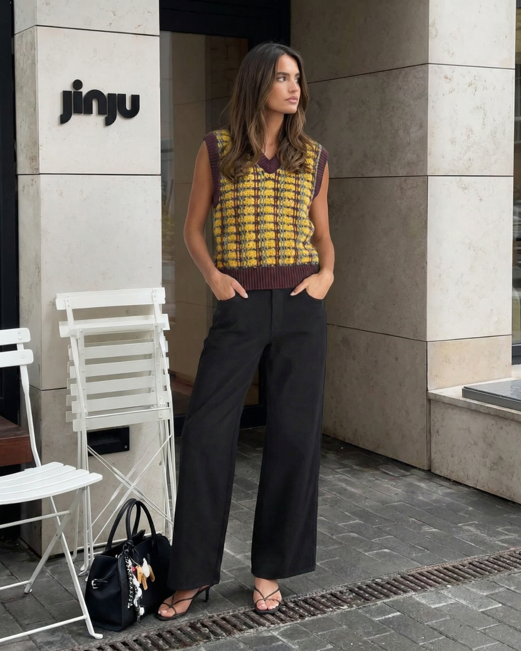 Louisa | Plaid Pattern Knit Vest