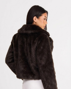 Natalia | Chocolate Faux Fur Cropped Jacket