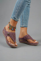 Wide Fit Walking Sandals Women Wedge Toe Post