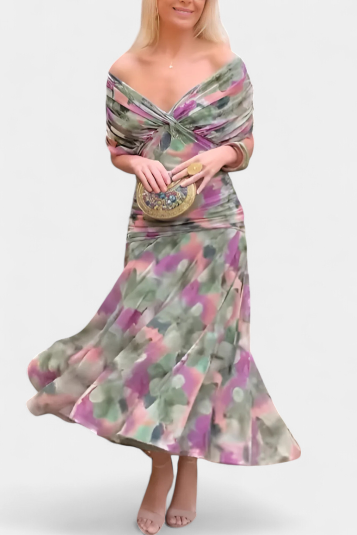 Women's Floral Print Maxi Elegant Dress