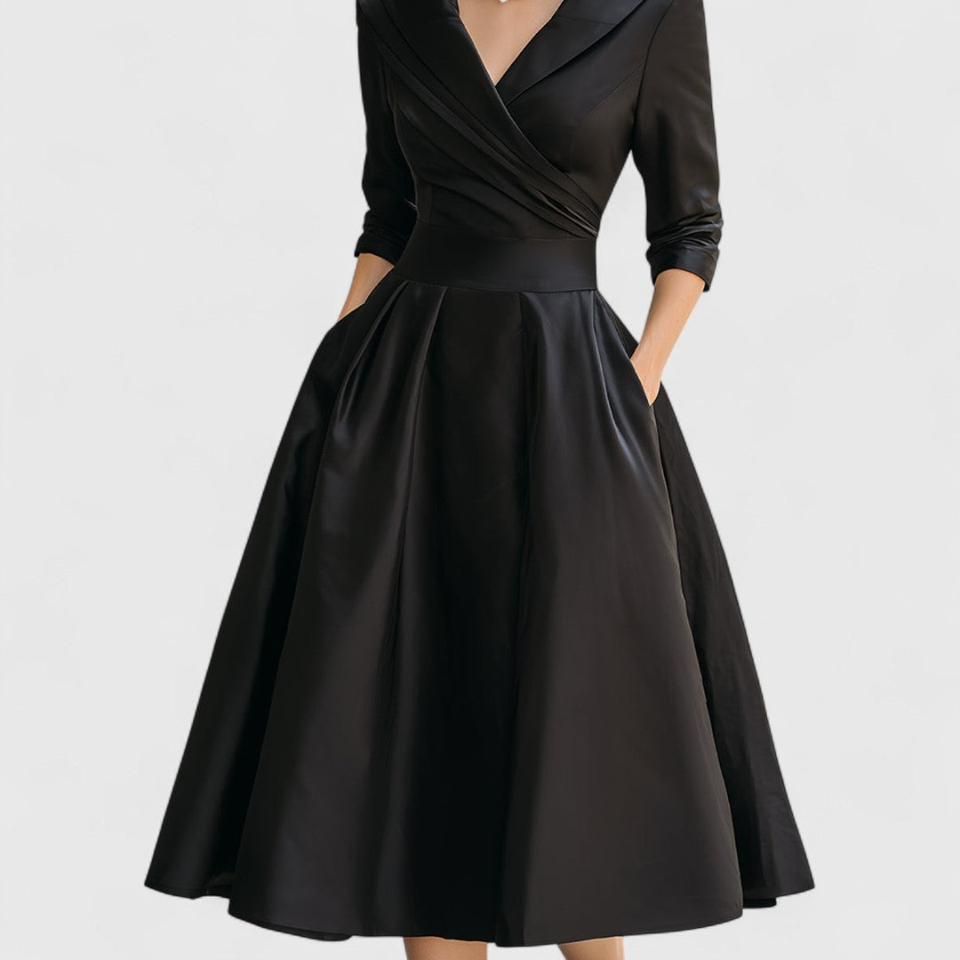 Women's Elegant V-neck Midi Dress