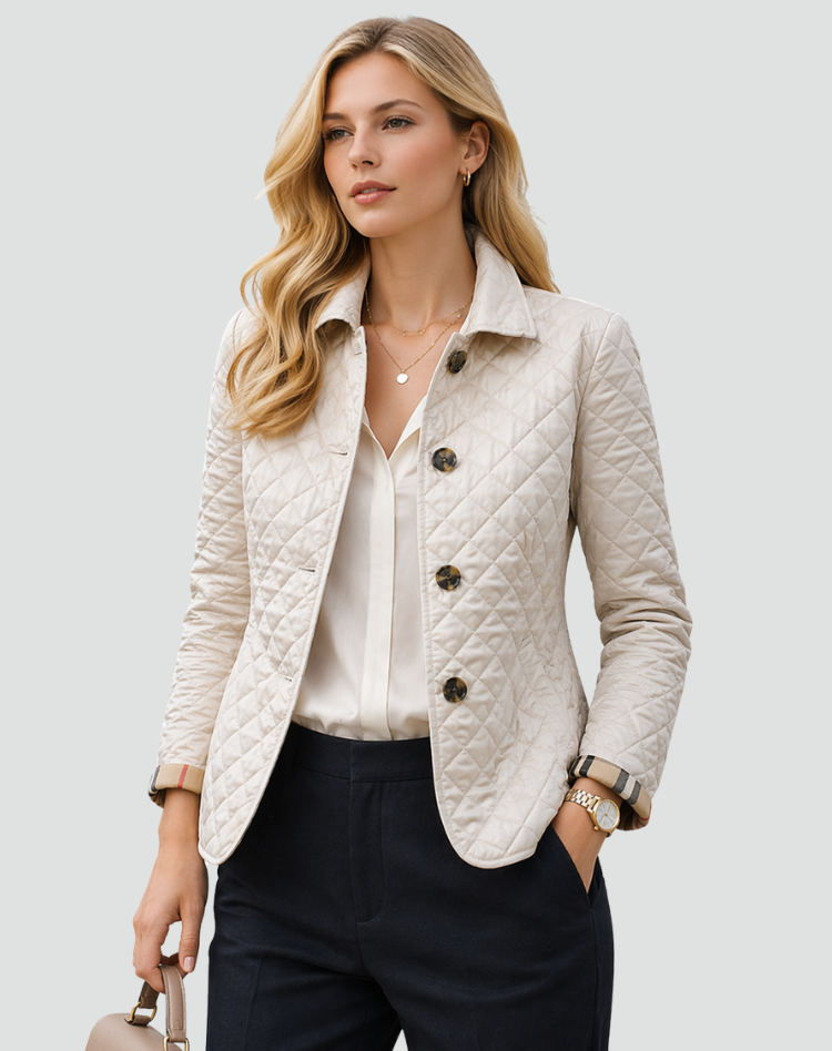 Women’s Quilted Mid-Season Jacket Button Front Lightweight Coat