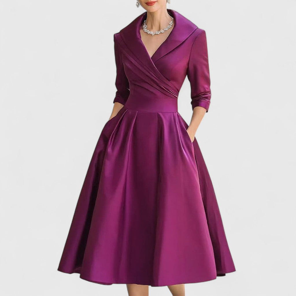 Women's Elegant V-neck Midi Dress