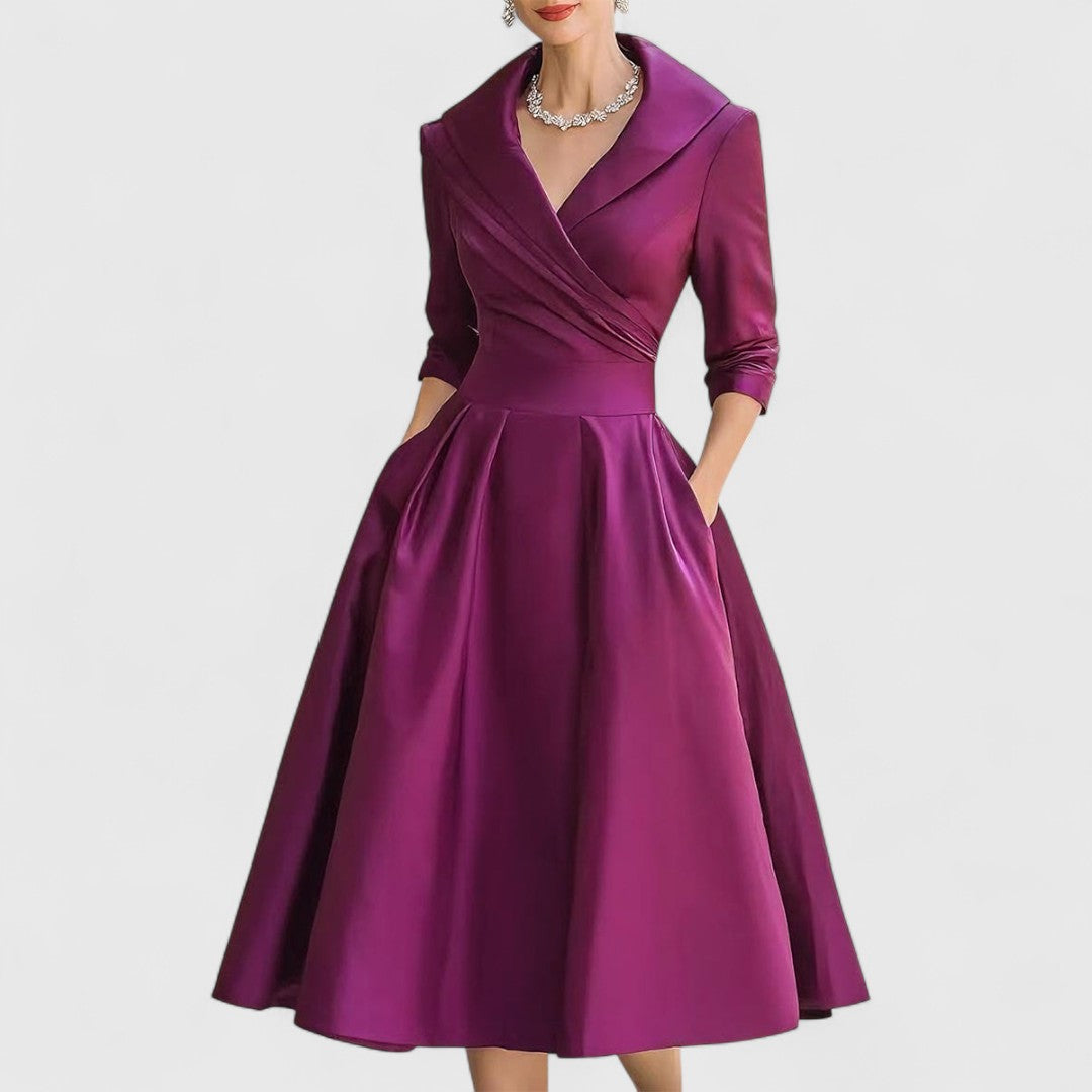 Women's Elegant V-neck Midi Dress