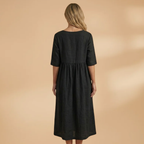 Women's Dress with Short Sleeves and Round Neckline