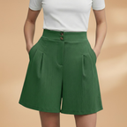 Women’s Fashion Shorts with Button Placket and Waistband