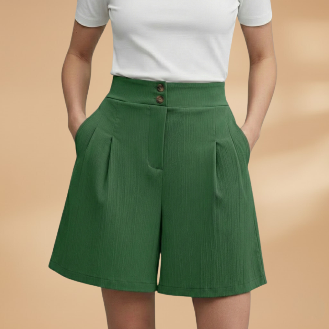 Women’s Fashion Shorts with Button Placket and Waistband