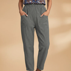 Women's Casual Pants with Elastic Waistband and Side Pockets
