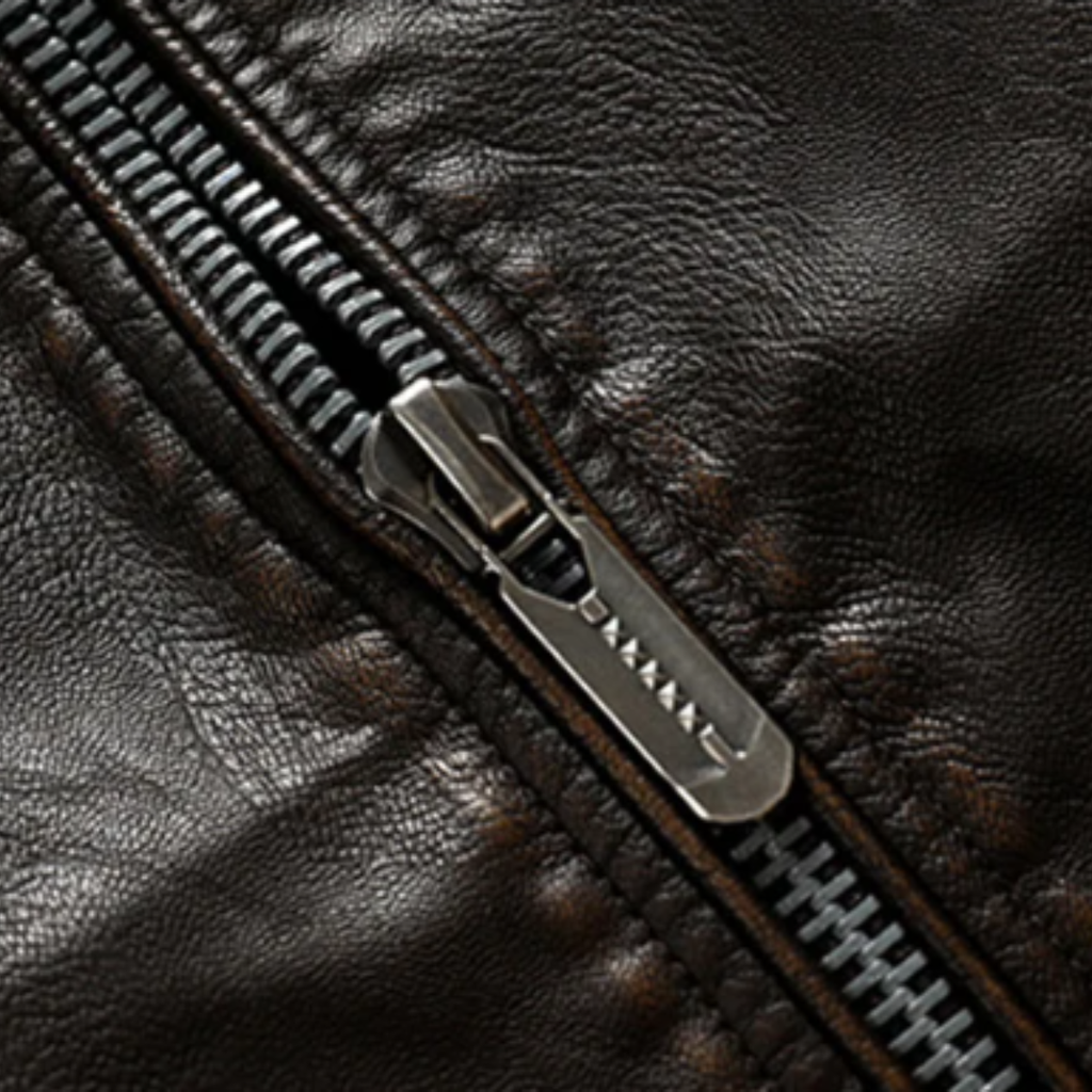 Merrick | Zip Up Leather Look Biker Jacket