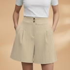 Women’s Fashion Shorts with Button Placket and Waistband