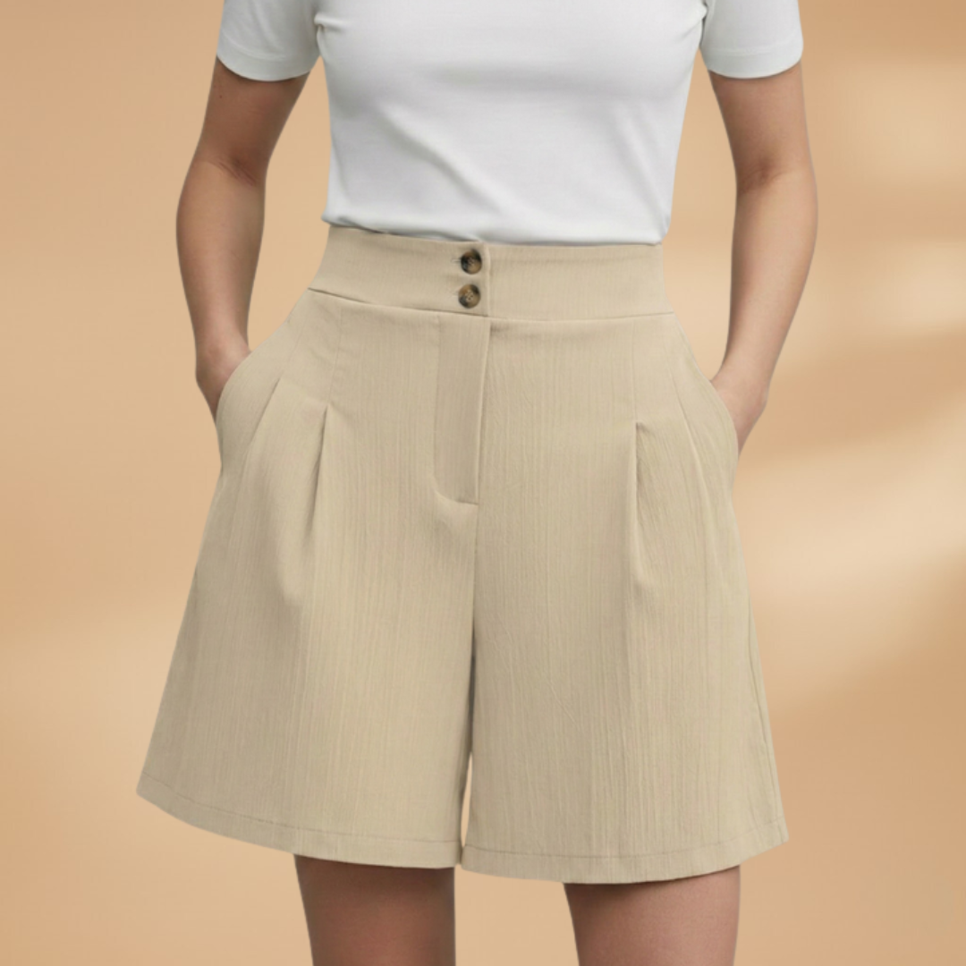 Women’s Fashion Shorts with Button Placket and Waistband