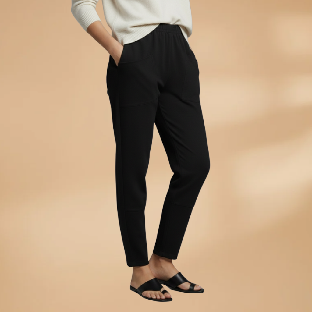 Women's Casual Pants with Elastic Waistband and Side Pockets