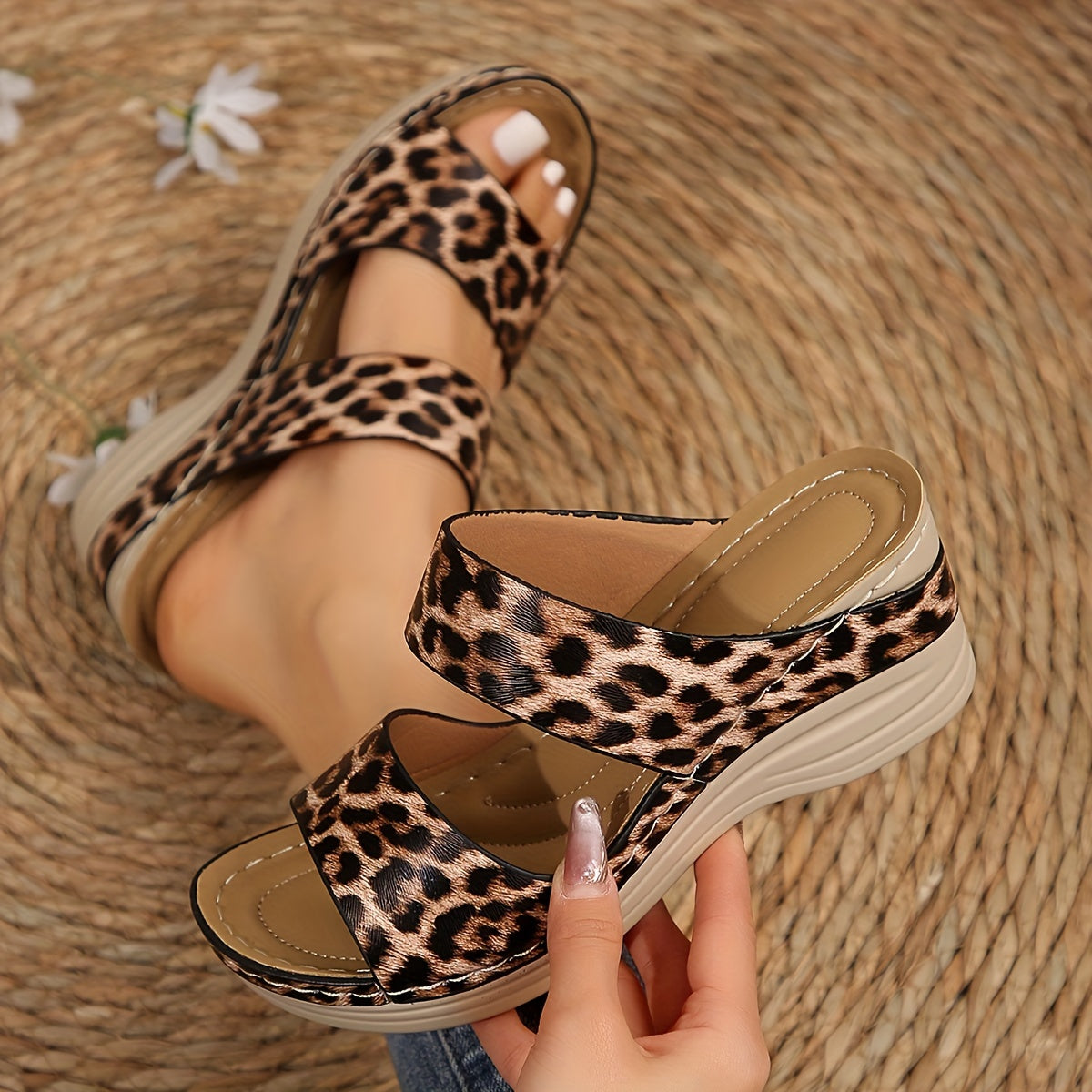 Women's Wedge Sandals with Adjustable Straps and Cushioned Insole