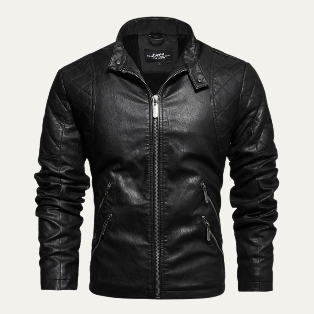 Merrick | Zip Up Leather Look Biker Jacket