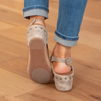 Women's Suede Wedge Sandals with Adjustable Straps and Cushioned Footbed