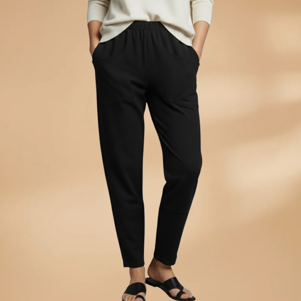 Women's Casual Pants with Elastic Waistband and Side Pockets