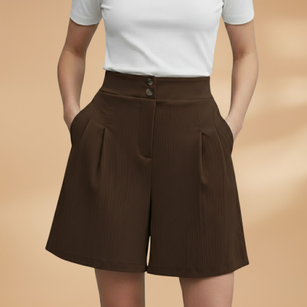 Women’s Fashion Shorts with Button Placket and Waistband