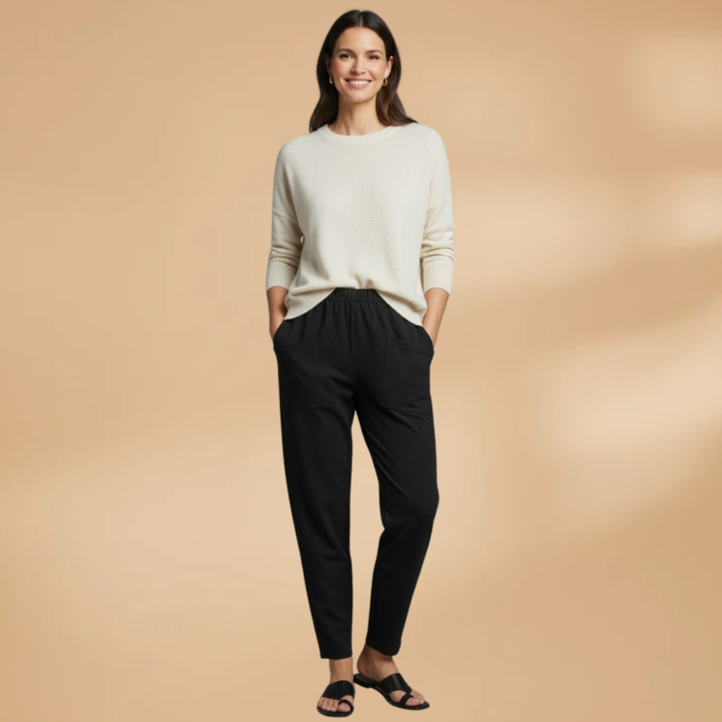 Women's Casual Pants with Elastic Waistband and Side Pockets