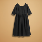Women's Dress with Short Sleeves and Round Neckline
