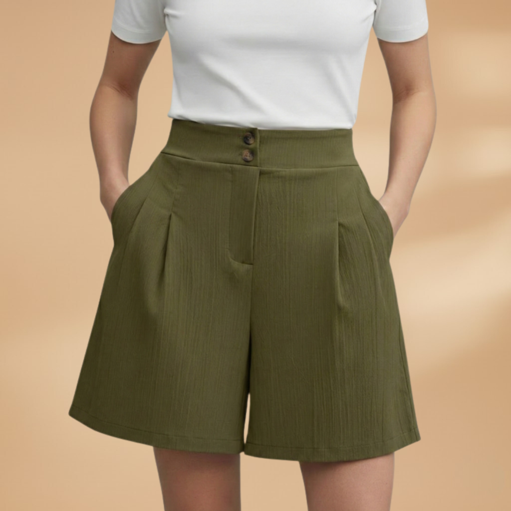 Women’s Fashion Shorts with Button Placket and Waistband