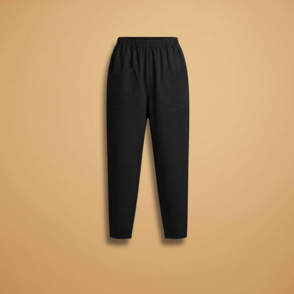 Women's Casual Pants with Elastic Waistband and Side Pockets