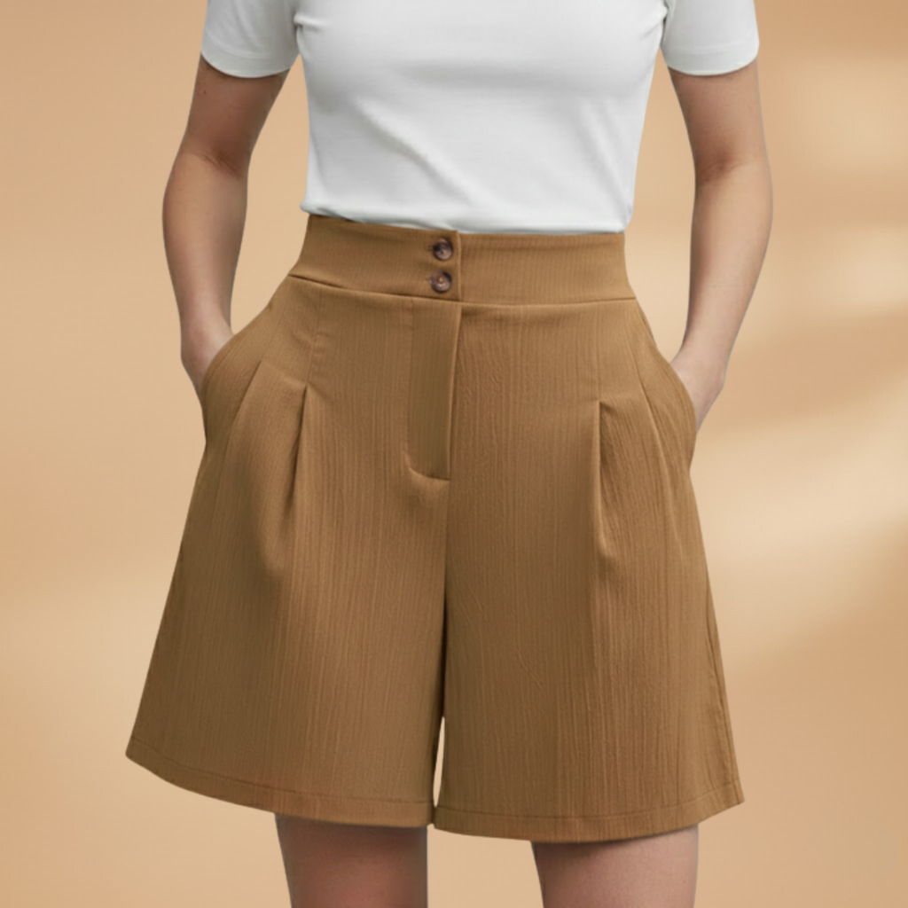 Women’s Fashion Shorts with Button Placket and Waistband