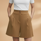 Women’s Fashion Shorts with Button Placket and Waistband