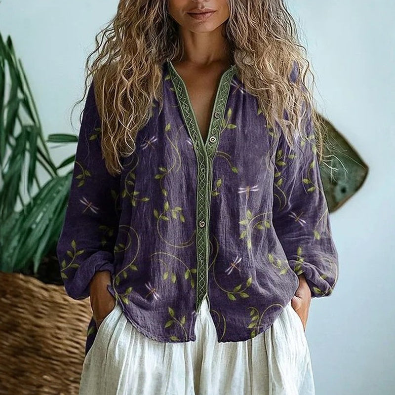 Women's Floral Print Tailored Blouse