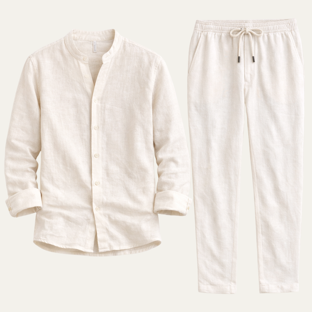 Gustav | Linen Blend Shirt and Trousers Two Piece Set