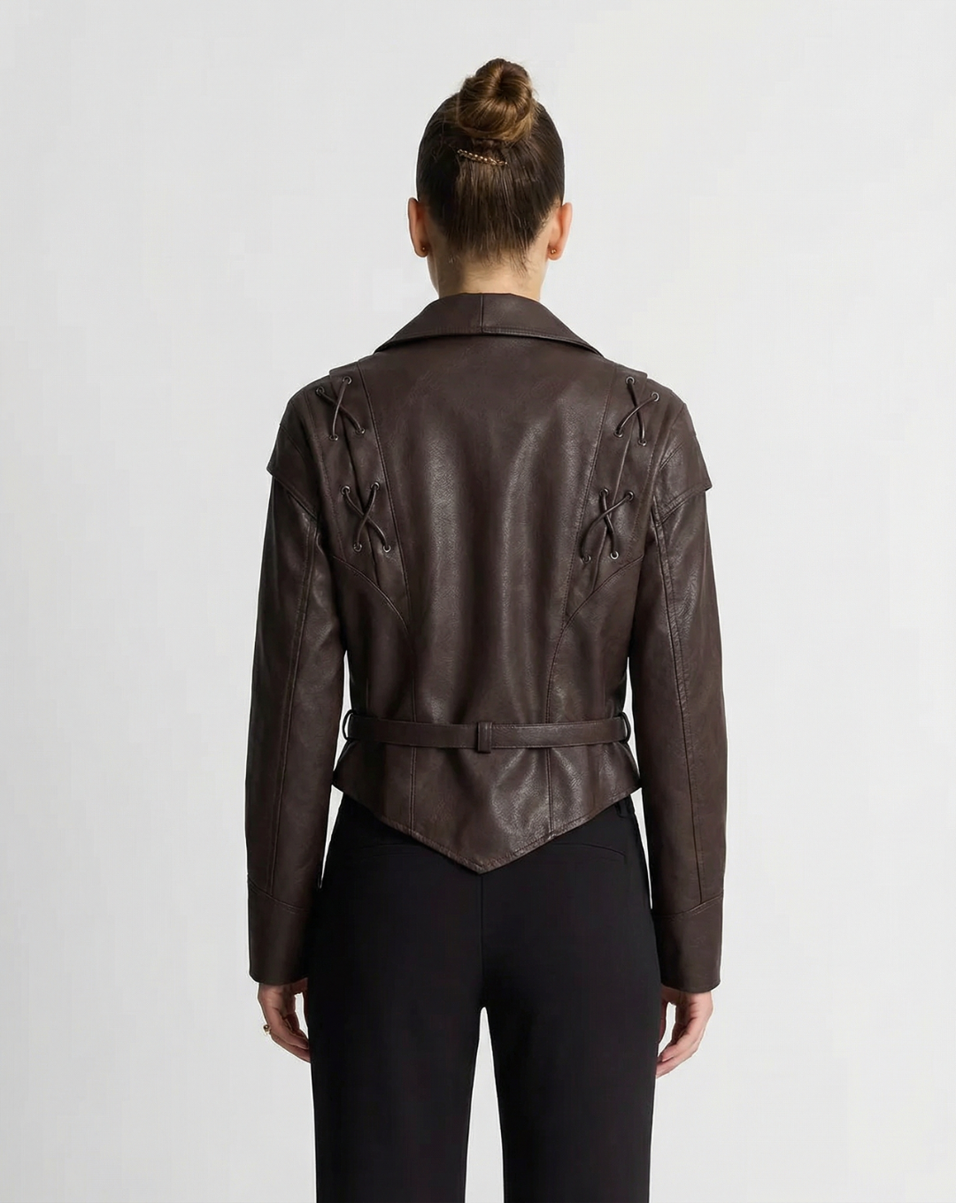Emilia | Faux Leather Shawl Collar Jacket