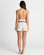 Zara | High-Waist Vertical Stripe Tailored Shorts with Belt