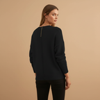 Women’s Pullover with V-Neck and Ribbed Details