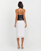 Arabella | Faux Leather Zip-Front Corset Halter Top