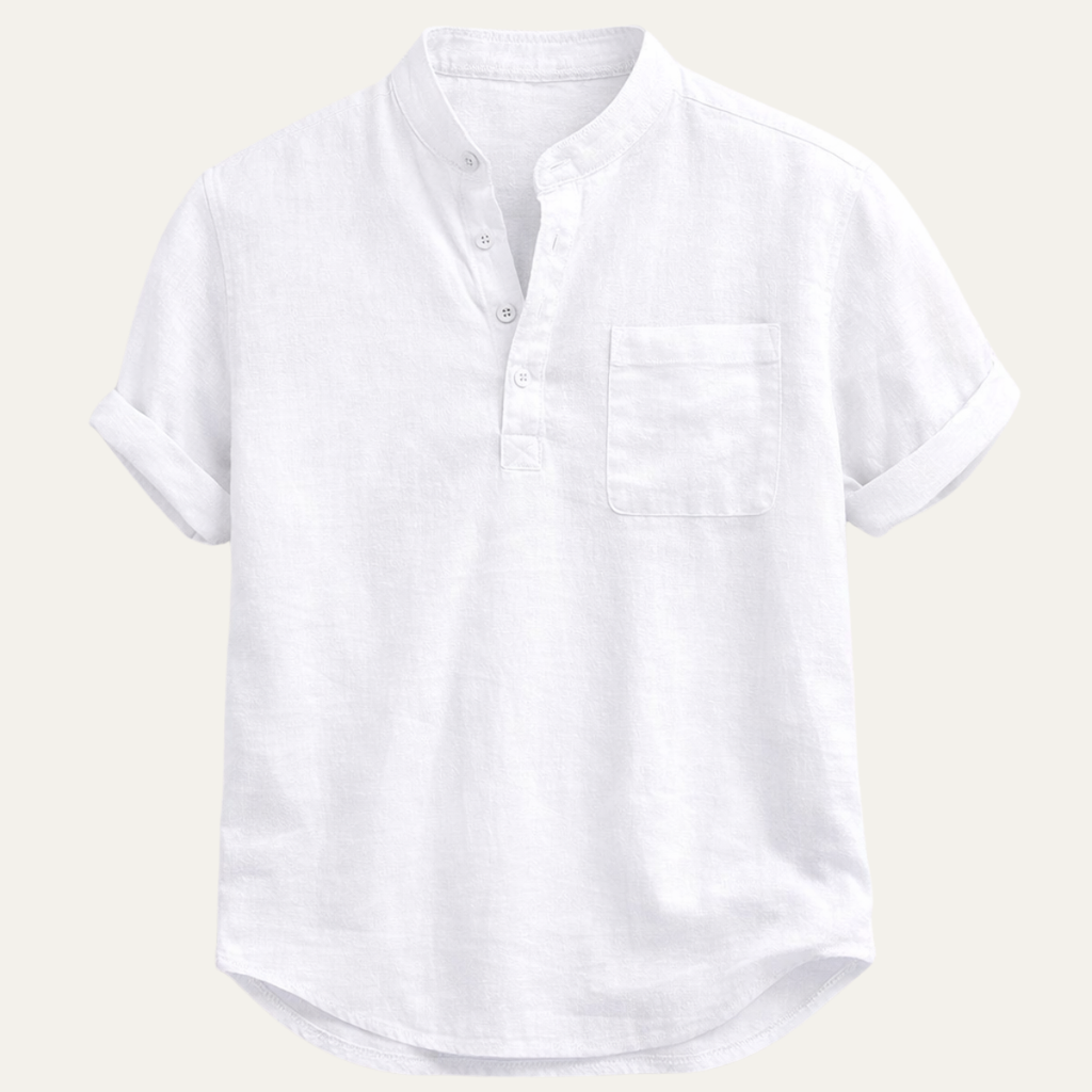 Calvin | Men's Relaxed Fit Henley Linen Shirt