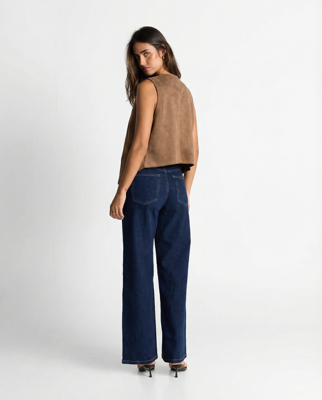 Pippa | Embroidered Tie-Front Suede Waistcoat