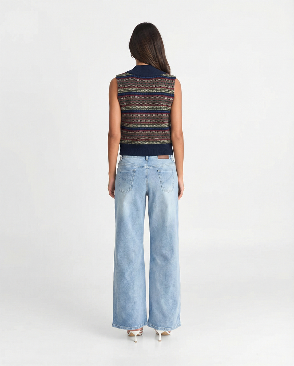 Eloise | Fair Isle Print Button-Front Knit Vest