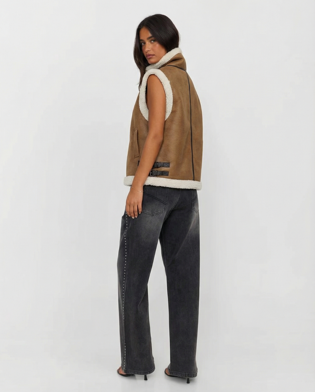 Eleanor | Faux Shearling Aviator-Style Gilet