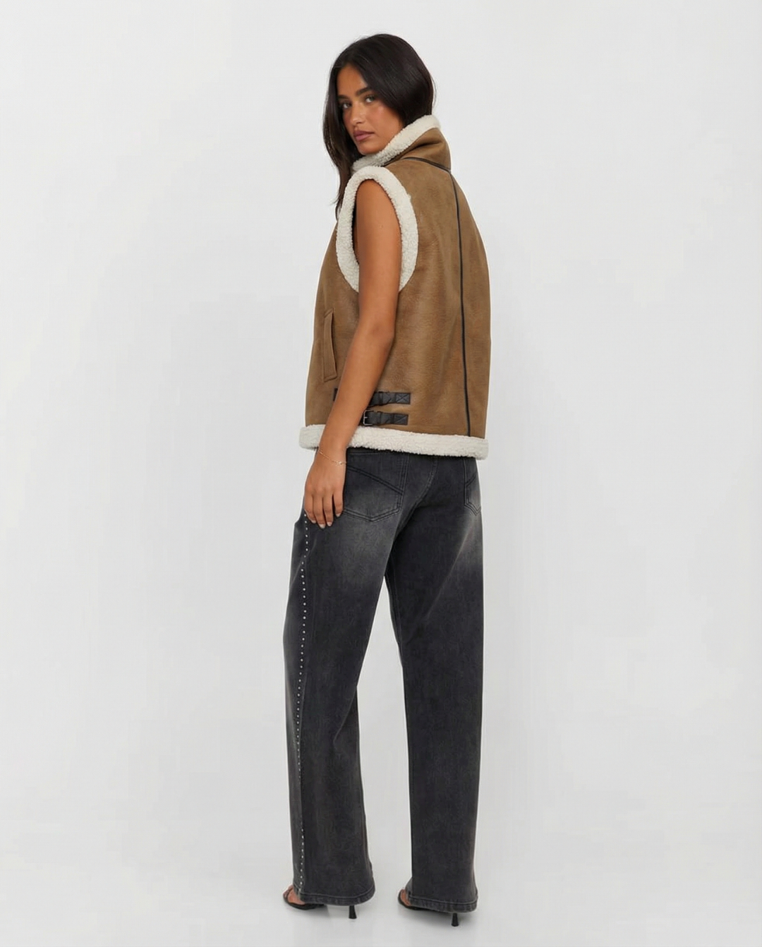 Eleanor | Faux Shearling Aviator-Style Gilet