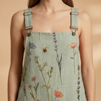 Women’s Patterned Dungarees with Loose Fit and Adjustable Shoulder Straps