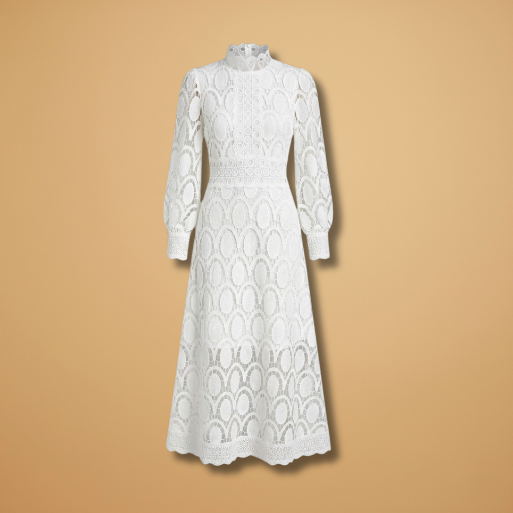 Women's Lace Midi Dress with Delicate Detailing and Tailored Fit