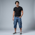 Gus | Loose Fit Multi Pocket Denim Cargo Shorts