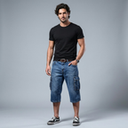 Gus | Loose Fit Multi Pocket Denim Cargo Shorts