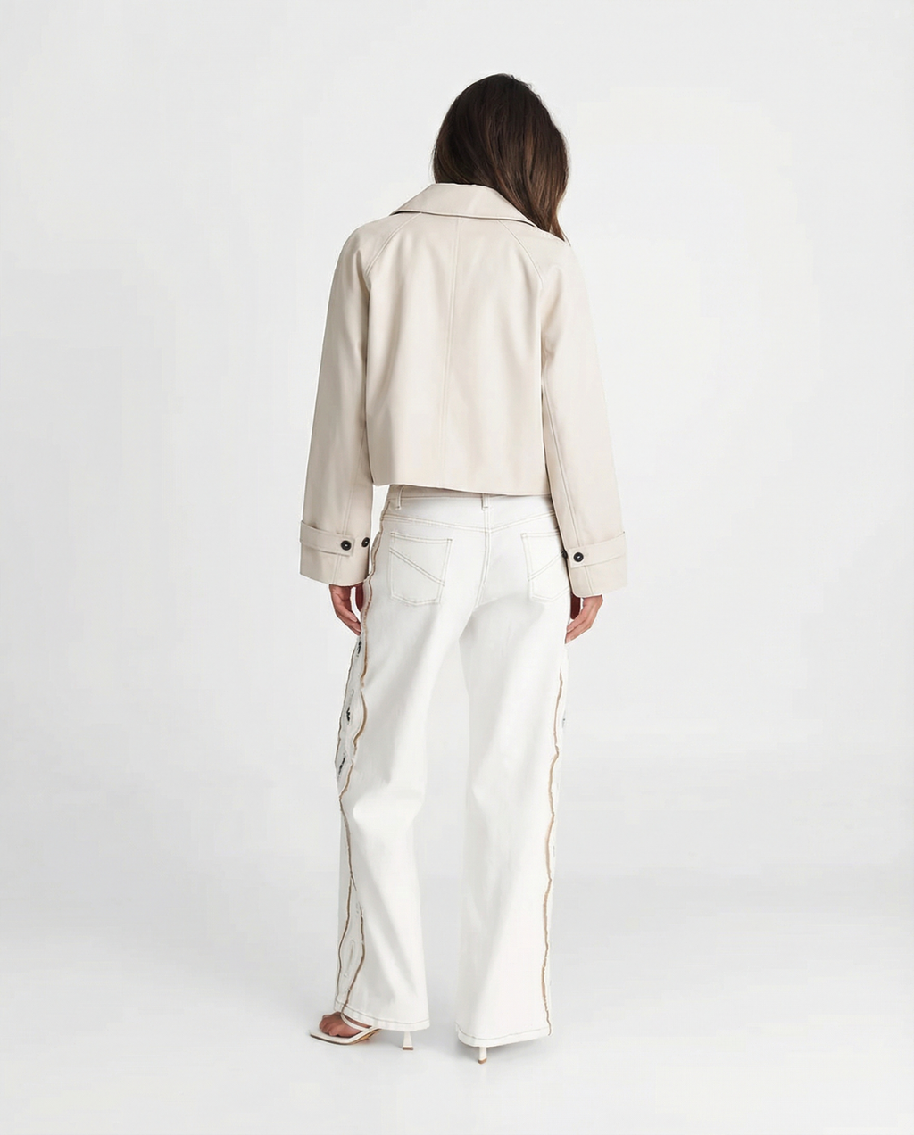 Lily | Cream Cropped Button-Front Jacket