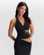 Dulcie | Cut-Out Buckle Detail Halter Top