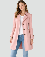 Women’s Tailored Trench Coat Classic Lapel Mid-Length Jacket