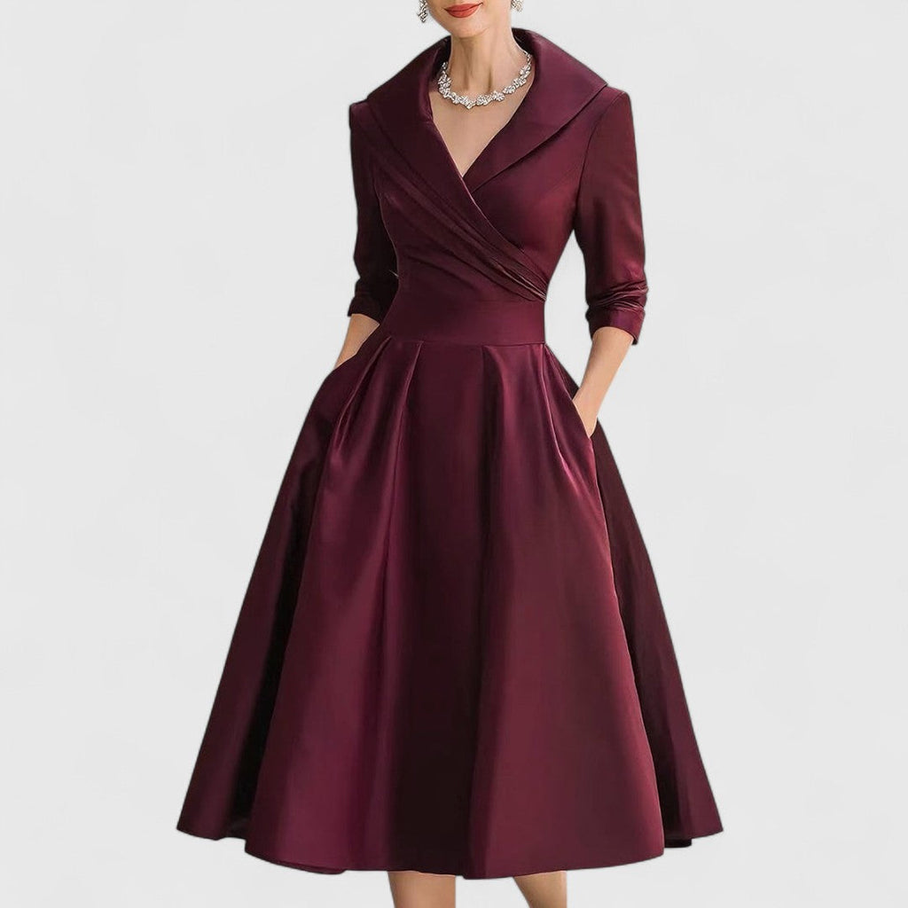 Women's Elegant V-neck Midi Dress