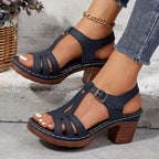 Women's Block Heel Sandals with Cushioned Footbed and Adjustable Straps