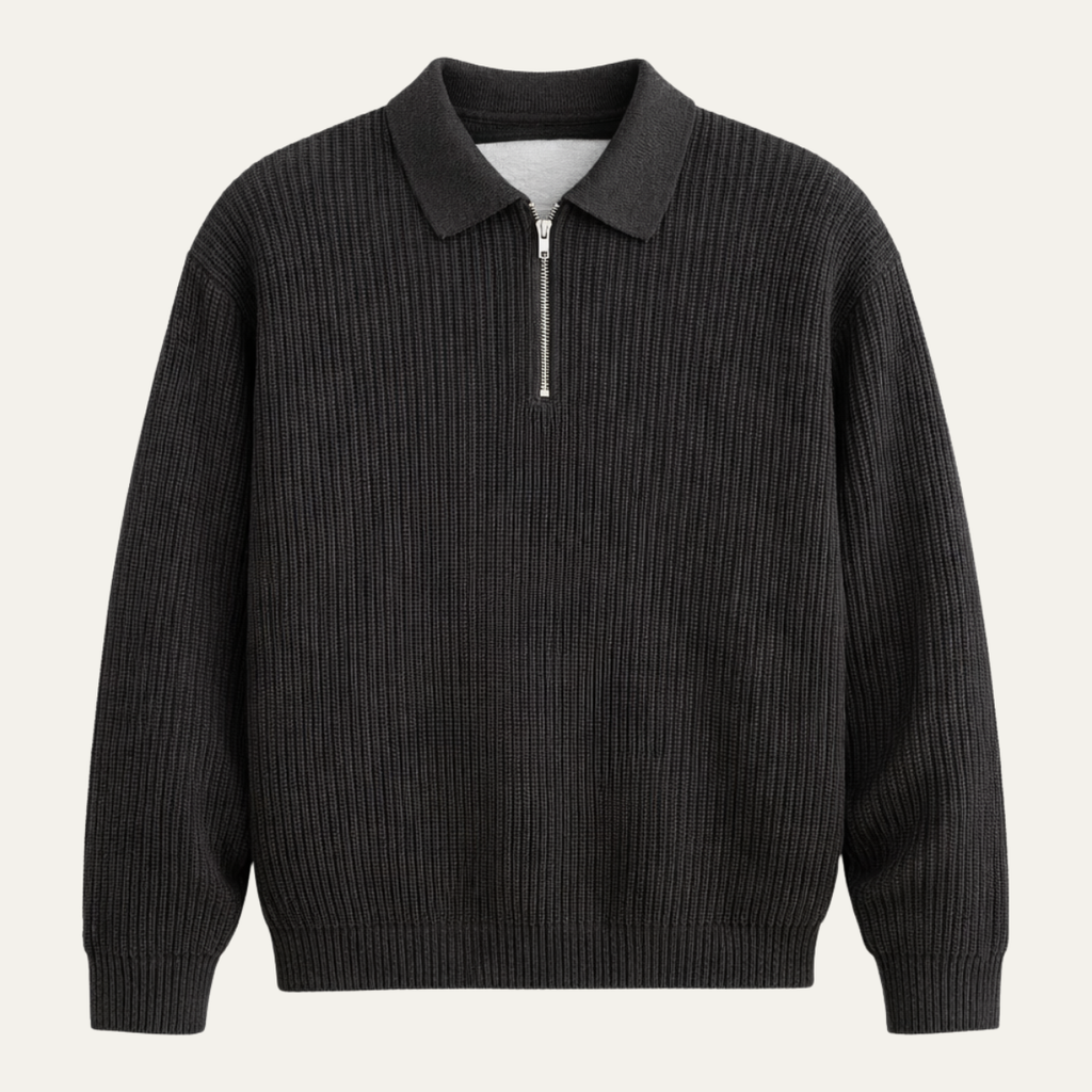 Montgomery | High Collar Slim Fit Half Zip Jumper