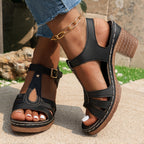 Women's Block Heel Sandals with Cushioned Footbed and Adjustable Straps