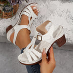 Women's Block Heel Sandals with Cushioned Footbed and Adjustable Straps
